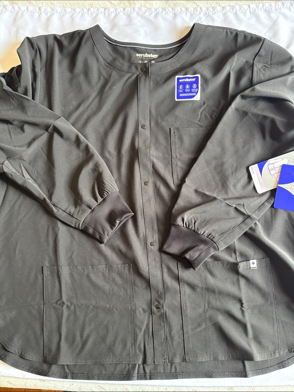 Scrubstar Black Snap-Front Medical Scrub Warm-Up Jacket